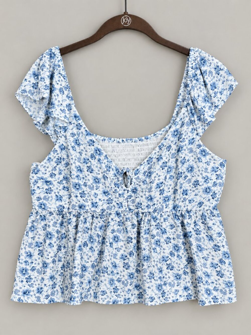 Hollister Babydoll Top White Blue Garden Party Tie Front Cottagecore Size Large